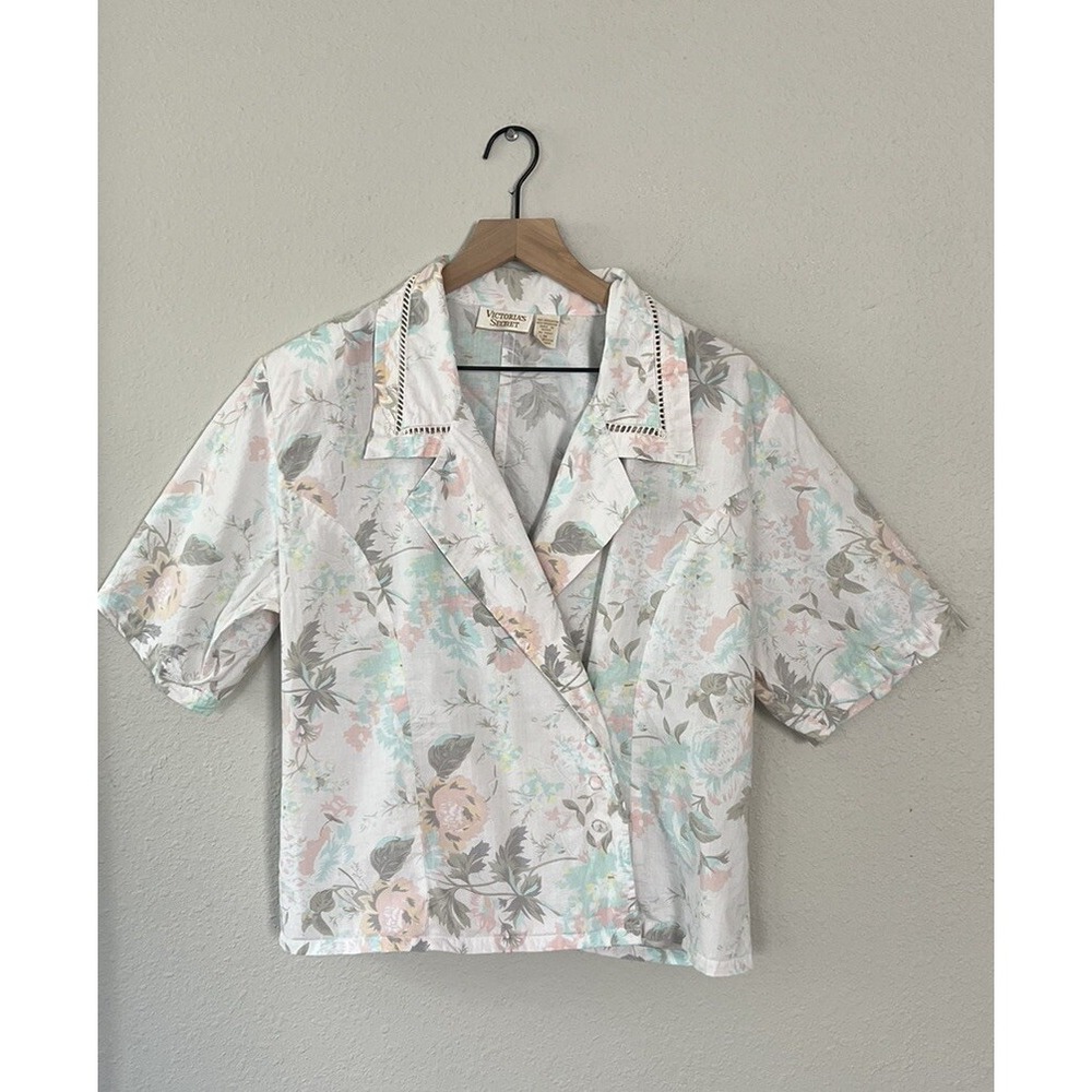 Vintage Victoria's Secret Gold Label Floral Cottagecore 100% Cotton Blazer M